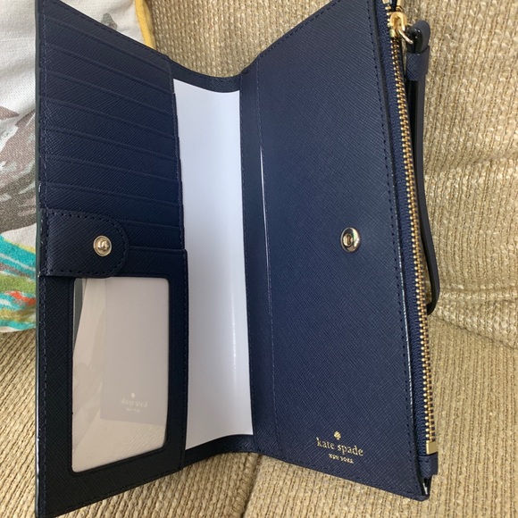 kate spade MATCHING SET! Purse & Wristlet + Wallet NWT Navy Blue - Picture 13 of 14